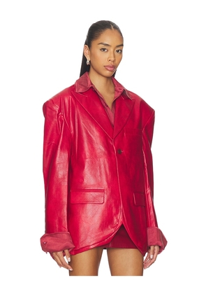 MARRKNULL Faux Two-piece Blazer in Burgundy. Size M. Also in S, L.