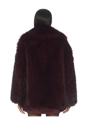 LAMARQUE Finaya Faux Fur Trench Coat in Burgundy. Size M. Also in XS, S, L.