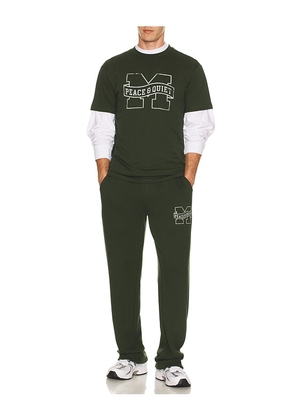 Museum of Peace and Quiet Banner T-Shirt in Green. Size M. Also in XS, S, L.