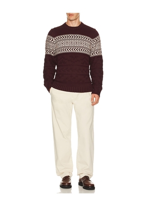 Marine Layer Textured Fair Isle Sweater in Burgundy. Size S. Also in L, XL/1X.