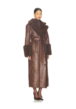 LAMARQUE Polly Faux Fur Trench Coat in Brown. Size S. Also in XS, M, XXS.