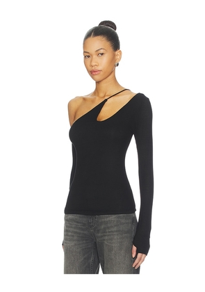 Michael Lauren Usher Asymmetrical Longsleeve Top in Black. Size M. Also in XS, S, L.