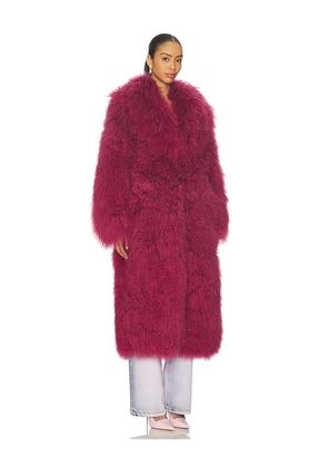 OW Collection Thea Maxi Coat in Burgundy. Size L. Also in M, S.