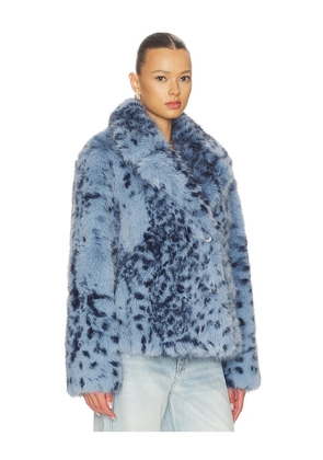 LAMARQUE Ravenna Faux Fur Coat in Blue. Size M. Also in S, XS.