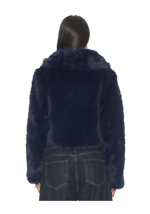 LIONESS x REVOLVE Madame Faux Fur Jacket in Navy. Size S. Also in M, L.
