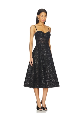 Nadine Merabi Beaded Embellished Skater Midi Dress in Black. Size 2/XS. Also in 6/SM.