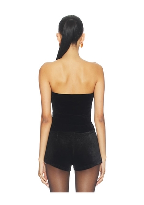 MORE TO COME Twila Velvet Strapless Top in Black. Size M. Also in XS, S, L, XL.