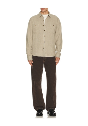 Marine Layer Pacifica Stretch Twill Overshirt in Brown. Size M. Also in S.