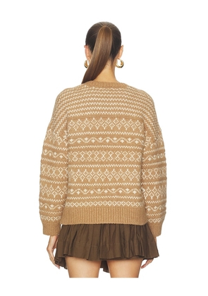 NAADAM Luxe Lofty Alpaca Fair Isle Crewneck in Tan. Size M. Also in S, L.