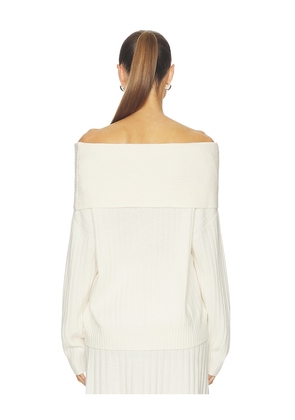 NAADAM Premium Cashmino Ribbed Draped Top in White. Size S. Also in XS, M, L.