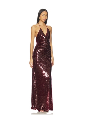 Mother of All Meladonna Sequins Maxi Dress in Burgundy. Size M. Also in S, XS, L.