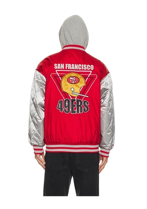 Mitchell & Ness NFL 49ers Diamond Fusion Vintage Logo Button Front Jacket in Red. Size M. Also in L, S.