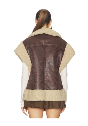 Line & Dot Ace Faux Shearling Vest in Brown. Size XS/S. Also in M/L.