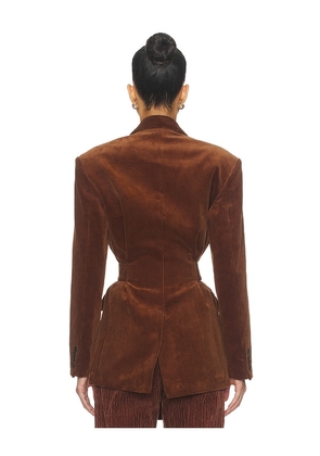 Monse Deconstructed Lapel Tailored Jacket in Brown. Size 2. Also in 0, 4, 6.