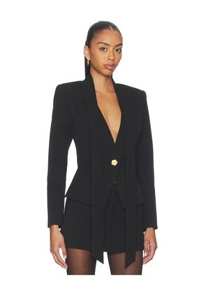 L'AGENCE Romy Tie Neck Blazer in Black. Size 00. Also in 0, 4.