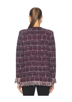 L'AGENCE Kastoria Fringe Trim Cardi in Wine,Pink. Size M. Also in XS, S.