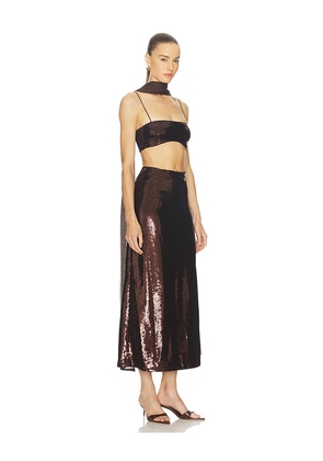 L'Academie Veleda Sequin Top in Brown. Size M. Also in XS, S, L, XL.