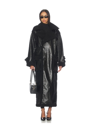 Ottolinger Shearling Oversized Split Coat in Black. Size L. Also in S, M.