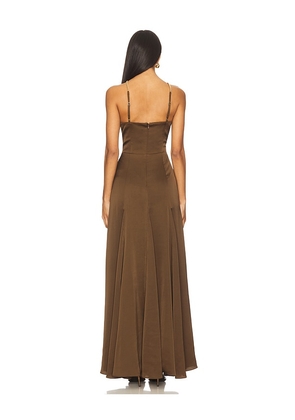 NBD Clara Gown in Brown. Size XS. Also in XXS, S, M, L, XL.