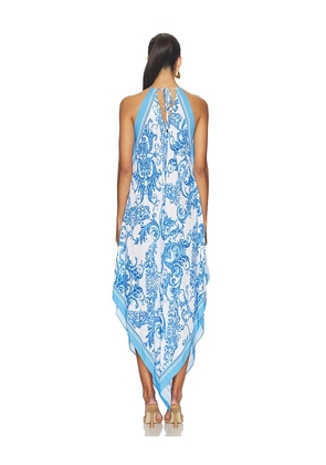 L'AGENCE Elise Halter Midi Dress in Blue. Size L. Also in M.