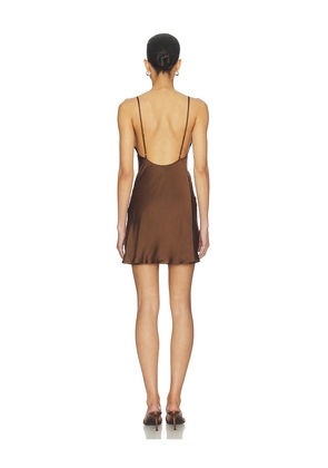 Leslie Amon Galli Mini Dress in Brown. Size M. Also in S, L.