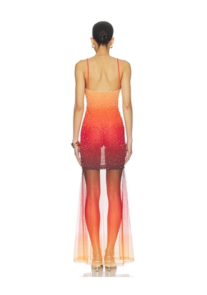 Leslie Amon Sunset Flow Dress in Orange,Red. Size M. Also in S, XS, L, XL.