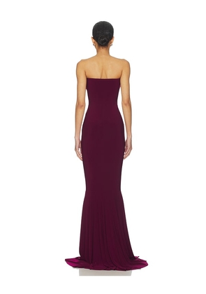 Norma Kamali x REVOLVE Strapless Shirred Front Fishtail Gown in Burgundy. Size M. Also in XS, S, L, XL.