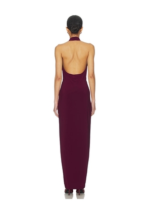 Norma Kamali x REVOLVE Tie Front Halter Gown in Wine. Size M. Also in XS, S, L.