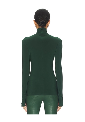 Norma Kamali Slim Fit Long Sleeve Turtle Top in Army. Size M. Also in XS, S, L, XL.