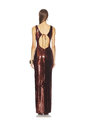 Michael Costello x REVOLVE Calabria Maxi Dress in Metallic Bronze. Size M. Also in XXS, XS, S.