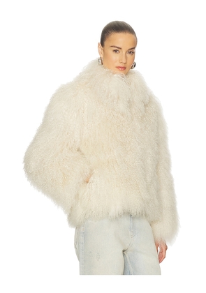 LAMARQUE Bianca Fur Jacket in Beige. Size L. Also in XXS, XS, S, M.