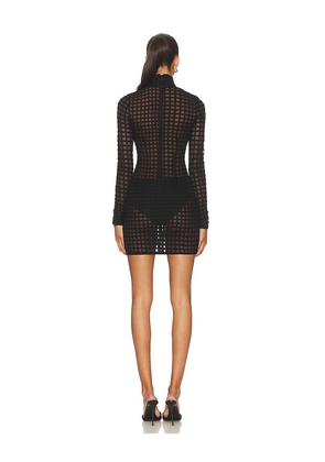 LaQuan Smith Cross Grain Dress With Pussybow Detail in Black. Size S. Also in M.