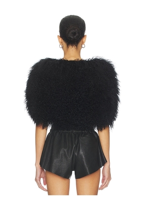 OW Collection Nia Fur Top in Black. Size S. Also in XS, M.
