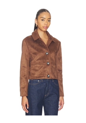 Milkwhite Cropped Faux Leather Jacket in Brown. Size M. Also in S, XS, L.