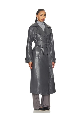 MADISON THE LABEL Hutson Trench in Charcoal. Size S. Also in XS, M, L.