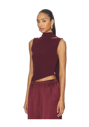 MADISON THE LABEL Netta Scarf Top in Wine. Size M. Also in XS, S, L.