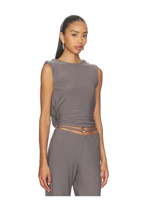 MADISON THE LABEL Kayson Top in Grey. Size M. Also in XS, L, XL.