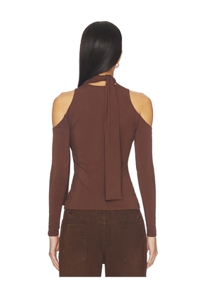 Mimchik Jean Scarf Top in Chocolate. Size 2. Also in 0, 4, 6.