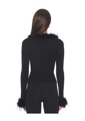 MAJORELLE Lela Feather Cardigan in Black. Size M. Also in XS, S.