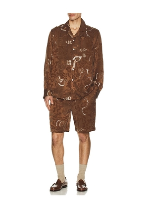 OAS Memento Brillo Shirt in Brown. Size M. Also in S, L, XL/1X.
