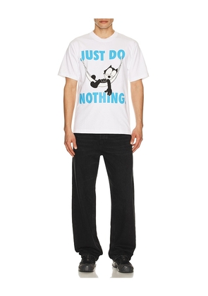 Market x Felix The Cat Do Nothing Tee in White. Size M. Also in S, L, XL/1X.