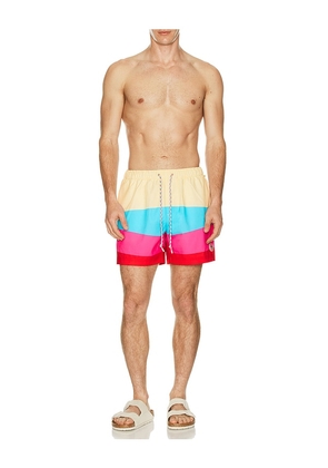 Original Penguin 5 Box Rec Degrade Swim Shorts in Blue. Size M. Also in S, L, XL/1X.