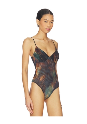 L'AGENCE Elowen Underwire Bodysuit in Teal,Burnt Orange. Size M. Also in XXS, XS, S.