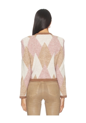 L'AGENCE Siobhan Fuzzy Argyle Cardi in Neutral,Mauve. Size M. Also in S, L.