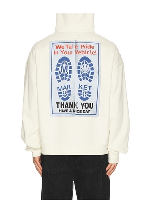 Market Pride in My Ride Hoodie in White. Size M. Also in S, L.