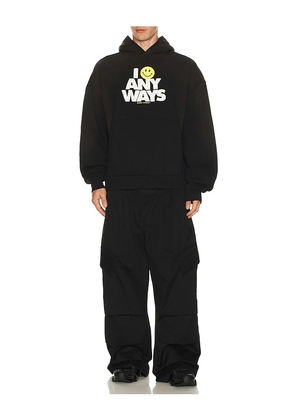 Market Smiley Smile Always Hoodie in Black. Size M. Also in L, XL/1X.