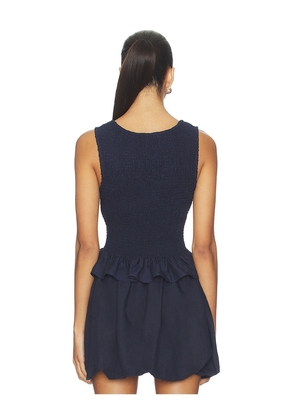 onia Air Linen Smocked Tank Top in Navy. Size M. Also in XS, S, XL.