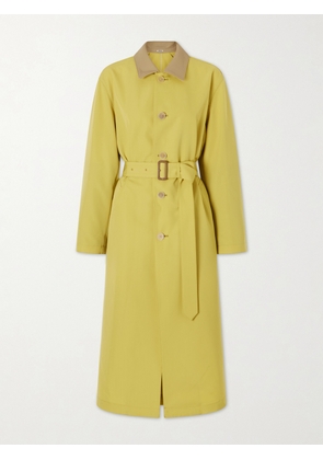Auralee - Belted Wool-canvas Trench Coat - Yellow - 0,1,2