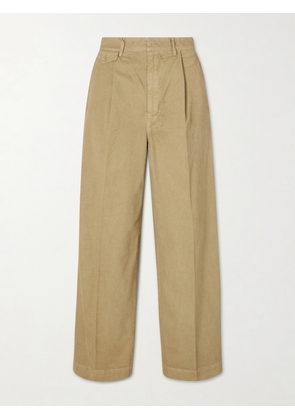 Auralee - Garment-dyed Cotton-twill Wide-leg Pants - Neutrals - 0,1,2,3