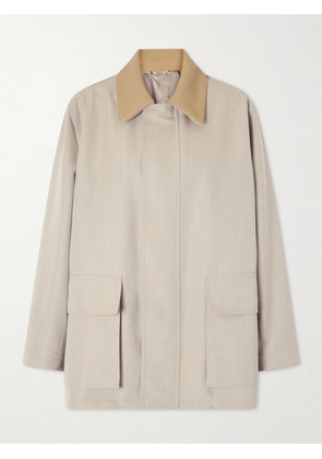 Auralee - Leather-trimmed Wool-canvas Jacket - Gray - 0,1,2